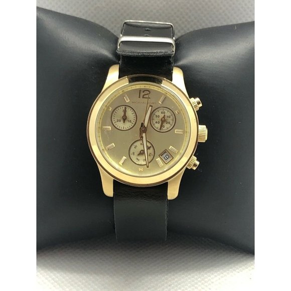 Michael Kors MK5384 Womens Black Leather Analog Ch main image 4